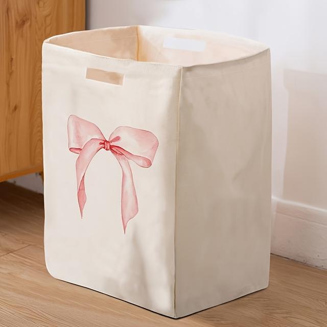 TEMU A Foldable Laundry Basket Featuring A Pink , Suitable For Storing Dirty Clothes, As Well As Serving As A Garbage Bin Or Storage Bag For Household Items In The Bathroom