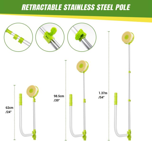 TEMU 2-in-1 Window Cleaning Tool Retractable Window Suction Cleaning Kit Adjustable Window Cleaner Green With Squeegee For External Double Faced Window