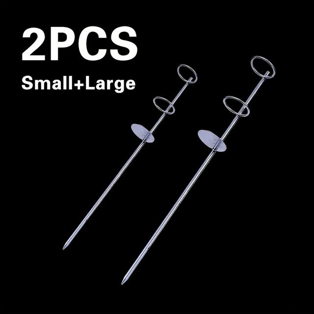 TEMU 소형+대형 낚싯대 안정기 스탠드 2개 세트, 스테인리스 스틸, 육상 및 해상용, 심플한 수직 스탠드, 듀얼링 지면 설치, 해변, 호수, 부두 낚시용 낚시 장비