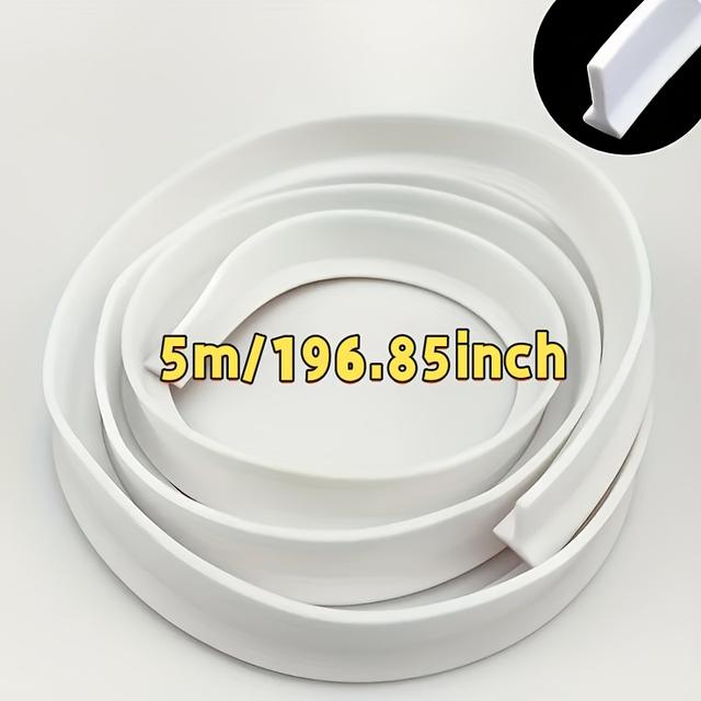 TEMU 1 Rolle 5m Länge, Haushalts-Badezimmer faltbarer Spritzschutz-, selbstklebende flexible Wassersperre, Spritzschutz für Badezimmer Küchenarbeitsplatte Boden Trocken-Nass-Trennung, Silikon