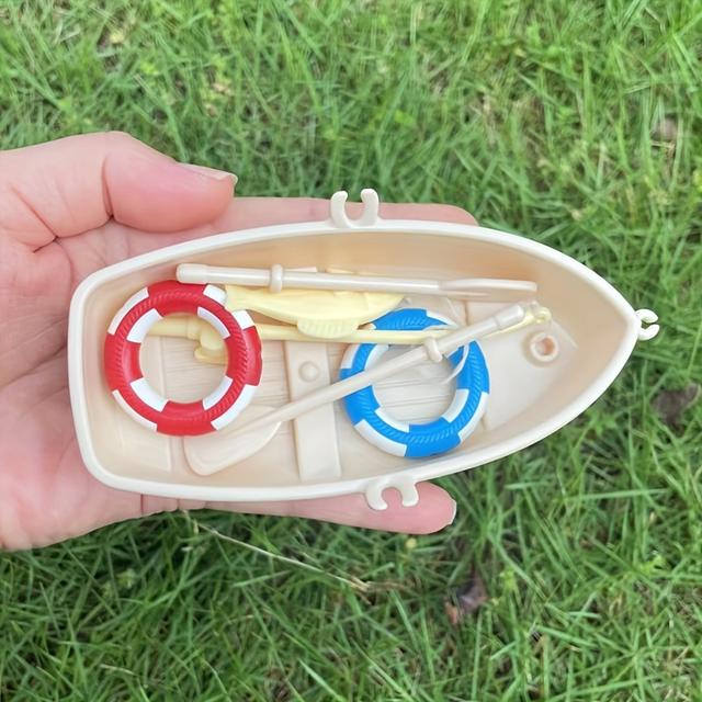 TEMU Small Fishing Boat Model With Swimming Ring, Miniature Ornaments For Fish Tank Landscaping, Aquarium Decor Simulating A Fishing Boat, And Desktop Mini Decorations