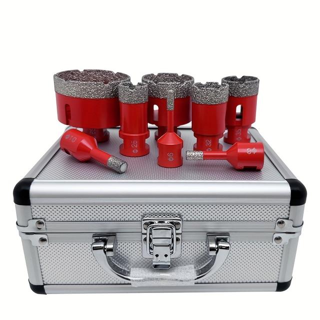 TEMU 8pcs M14 Heavy-duty Diamond Drill Bit Set, Suitable For Brick, Concrete, Granite, Quartz, Ceramic & Countertops, Compatible With M14 Thread, Wet/dry Use