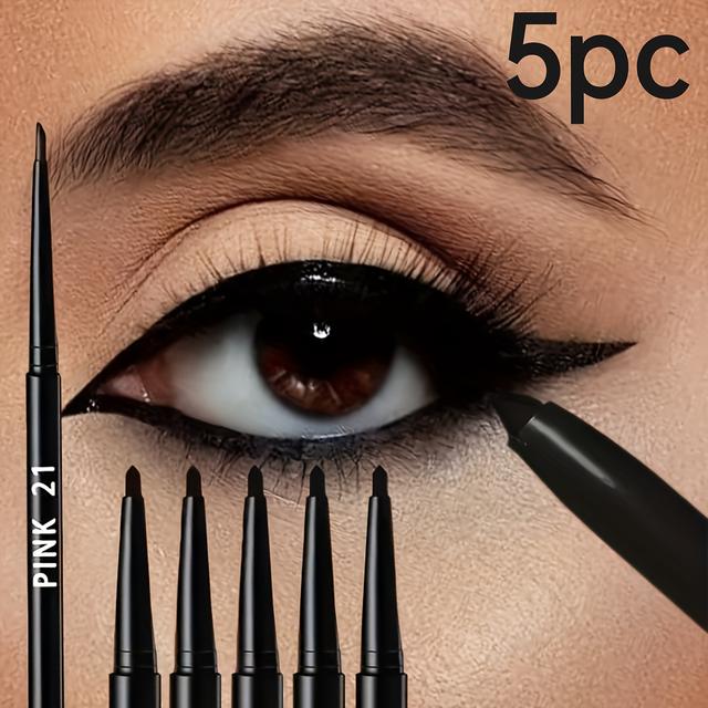 TEMU 5pcs Waterproof Sweatproof Black Eyeliner Pencils Long-lasting For Makeup Formula Perfect Wings