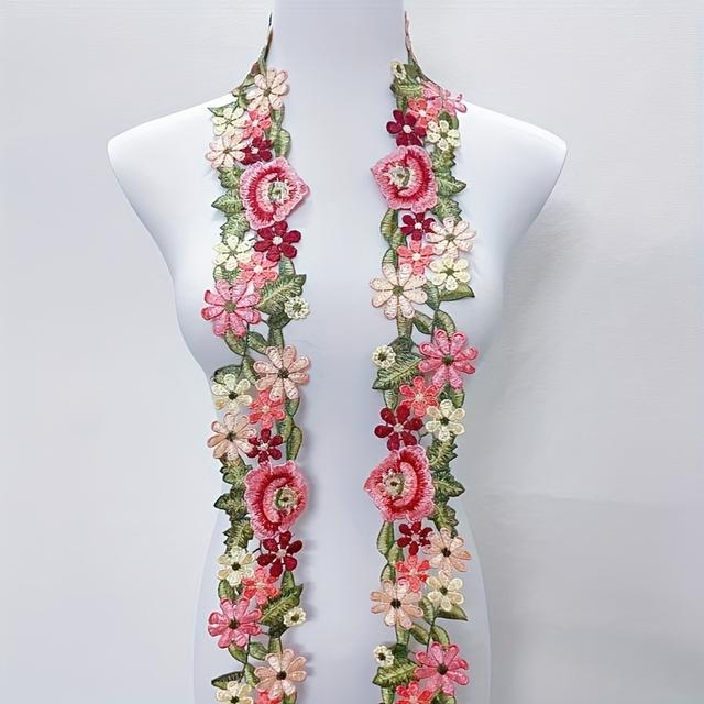 TEMU A 90cm Length Of Handmade Embroidered Lace Fabric, Suitable For Sewing Accessories Like Sofa Curtains, Collars, Cuffs, , And Craft Decorations.