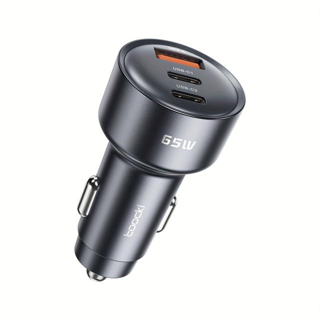 TEMU 1 Usb-a + 2 Usb--port Charging 65w Car Charger | Mini Size, Fast Charging, Suitable For Iphone, Ipad, Galaxy, Xiaomi, Power Banks, Switch, Small Fans, Etc