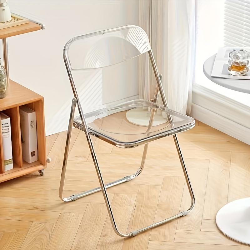 TEMU Transparent Internet Celebrity Chair, Acrylic Folding Chair, Simple Photo, Clothing Store Stool, Ins, Makeup Dining Chair, Home