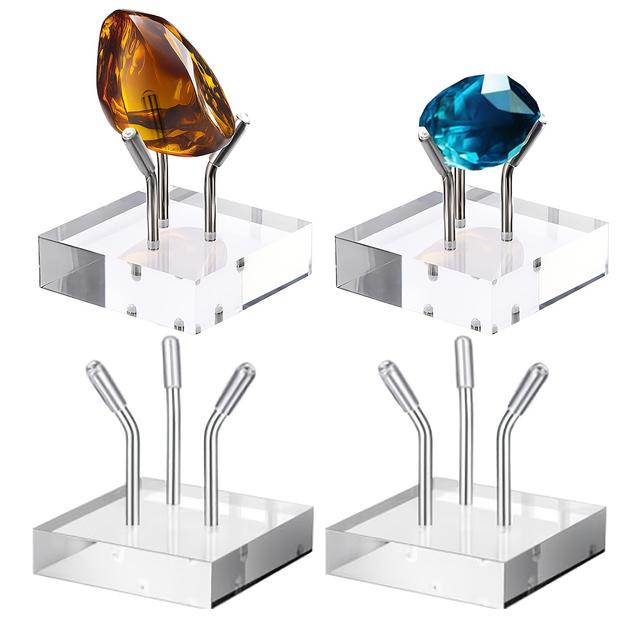 TEMU Set mit 4 transparenten Acryl-Display-Haltern mit 3-Stift-Design zur Präsentation von Sammlerstücken
