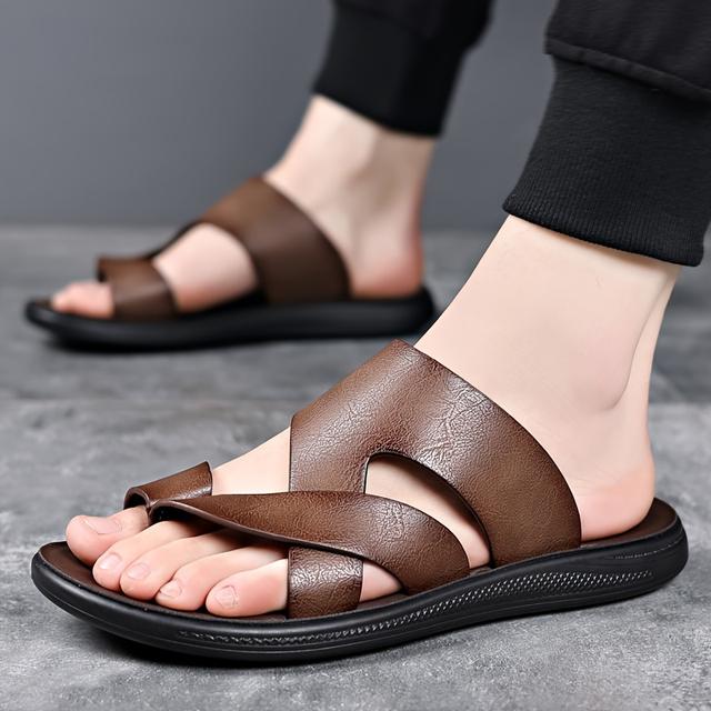 TEMU Men's Breathable And Comfortable Cool Slippers, Stylish And Lightweight Beach Sandals For Summer Outdoor Use, Suitable For Home As Well
