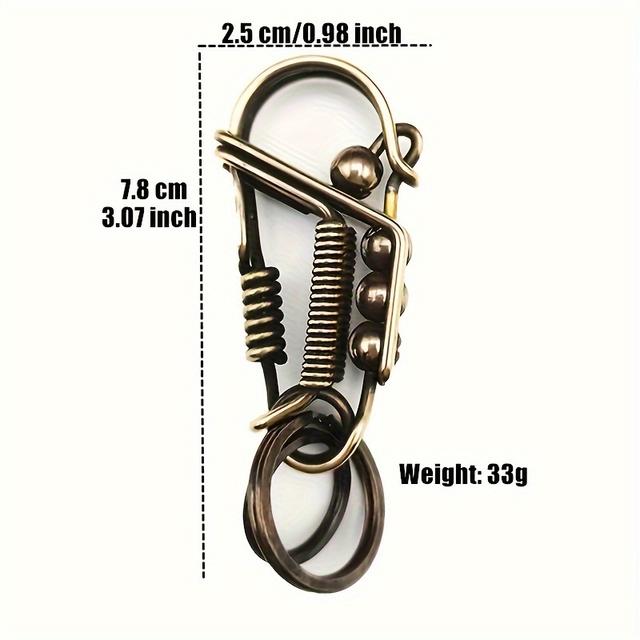 TEMU Shuwang Handcrafted Bronze Keychain With - Intricate Copper Wire & Mechanical Bead Design, 's Gift For