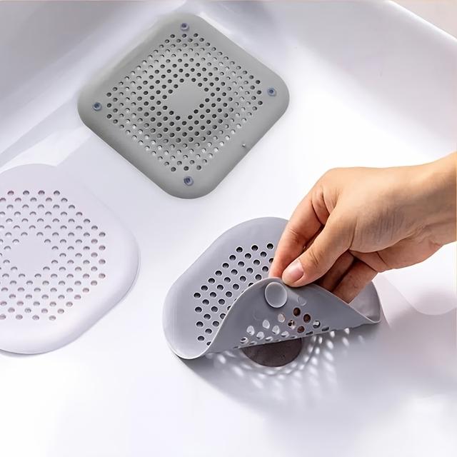 TEMU Multi-use Drain Plug With Hair Filter - Durable Plastic Sink & Bathtub Shower Floor Drain Cover, Ergonomic Grip, Fine Mesh Clog Prevention For Kitchen, Bathroom, Shower - Easy-
