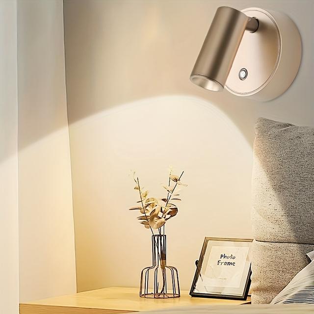 TEMU Modern Magnetic Led Wall Light - Wireless, Touch Control Night Light With Usb Charging Battery, Suitable For Bedside Or Reading In Stylish , No Drilling Required, Seamless