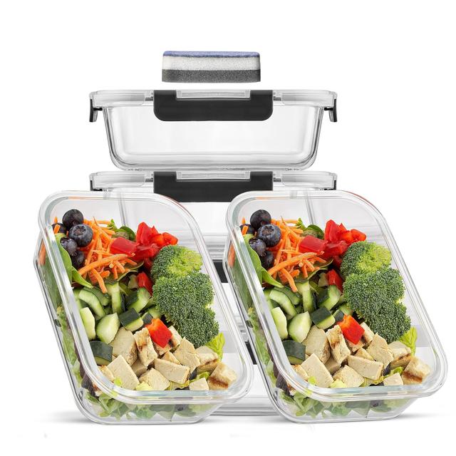 TEMU Zárható Élelmiszer Tároló Edények Fedővel – 6 db 1040 ml – 6 db 800 ml Üveg Ételkészítő Edények, Újrahasználható Ételkészítő Edények, Üveg Edények Fedővel, Élelmiszer Tárolók