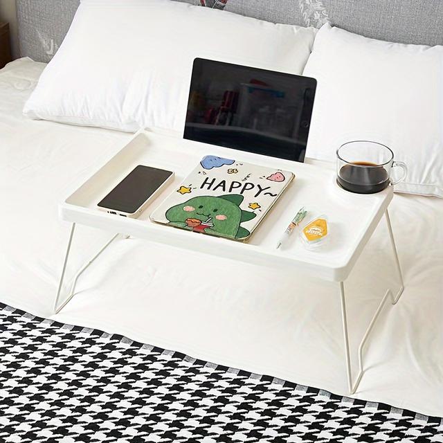 TEMU Metal Legs Plastic Top Foldable Laptop Table With Storage Portable Mini Lap Desk For Study Reading Picnic Breakfast And More