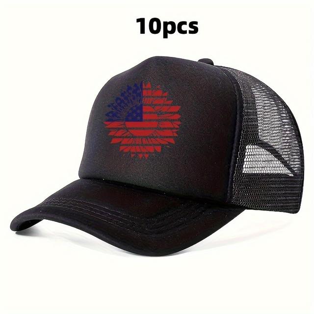 TEMU 10pcs Customizable Baseball Caps With American - Breathable Polyester, For Company, Family Gatherings & Birthday Parties
