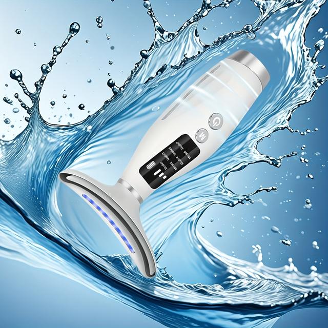 TEMU Neck And Facial Beauty Device - Usb Rechargeable, 7-led Heating Vibration Massager, Portable Charging, Women' Tool