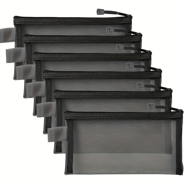 TEMU Sacchetti a rete con cerniera (Set da 6), piccole pochette cosmetiche in nylon per l'organizzazione da viaggio, ideali per borse e contenitori per la casa, in