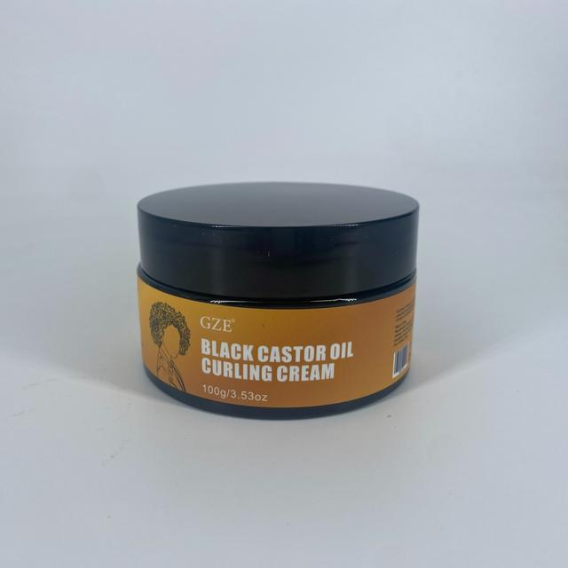 TEMU Gze Black Castor Oil Curling Cream Defining Cream For Curly Hair - Curling Perfection Wavy Hair Products Cream, Hair-smoothing Cream To Define Types & Hair Textures