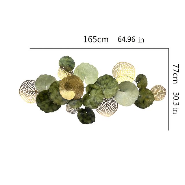 TEMU Metall Bunte Dekorative Wandbehang Ornamente Schmiedeeisen Ginkgo Blatt Ornamente Wandbehang Große Größe 3D 165*68CM