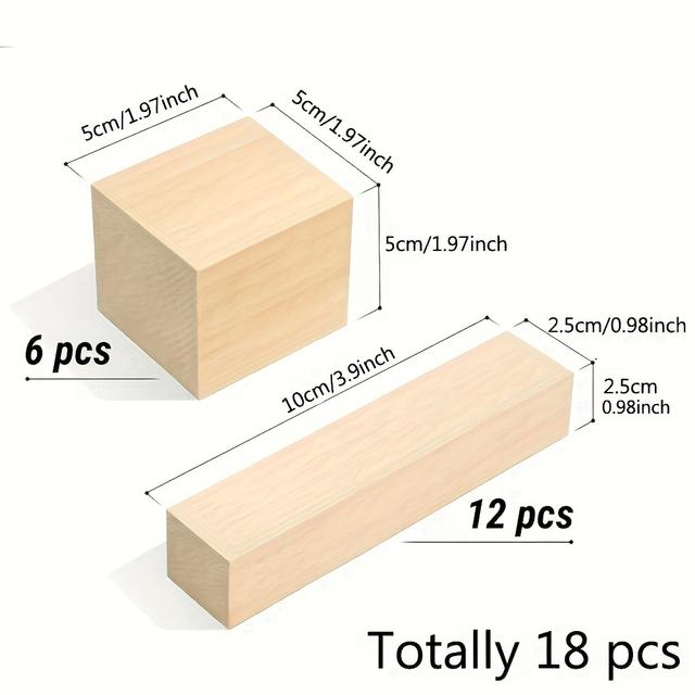 TEMU 18pcs Premium Basswood Carving Set - Whittling Blocks For Diy Wood Crafts & Hobbyists