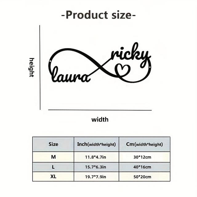 TEMU Custom Personalized Infinity Heart Metal Sign, Name Customized. Wedding Gift Idea, Anniversary Gift Idea, , Valentine's Day Gift, Couples Metal Wedding Decor, 2d Flat, Perfect For Room Decor