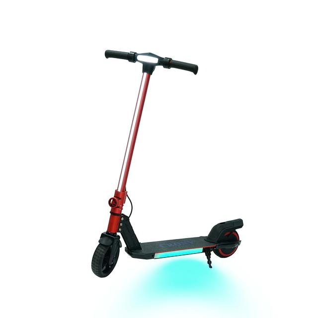 TEMU The Crony S32 Red Folding Electric Scooter Features An Aluminum Alloy Body, A 130w Motor, An Led Display, And A Of 10-16 Km/h, Making It A Stylish And Modern For Children.