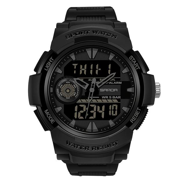 TEMU Sanda Men's Fashion Sports Watch - Shockproof, Night Light Feature, Stopwatch & Alarm, Water-resistant 50m, Battery Operated