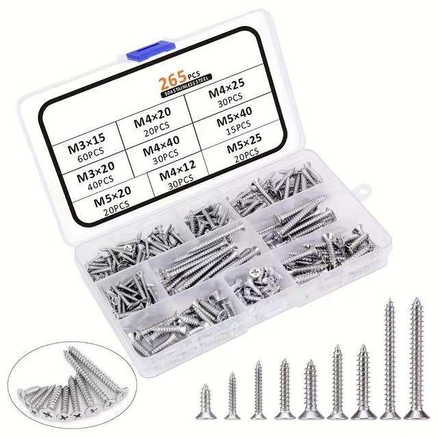 TEMU Stainless Steel Self-tapping Screw Set