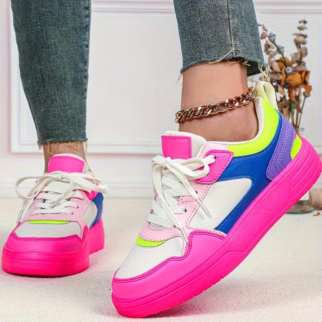 TEMU Damen Elegante Freizeit Sneaker, Bequeme Leichte Schnür-Low-Top Tennisschuhe, Geeignet für Strand, Urlaub, Geschenk, Date, Dameschuhe