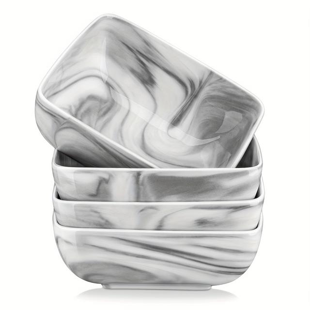 TEMU 4-piece Porcelain Bowls Set Bowls Cereal Bowl Dessert Bowls Rice Bowls 6 Inches/ 15.5 X 15.5 X 6 Cm For 4 People