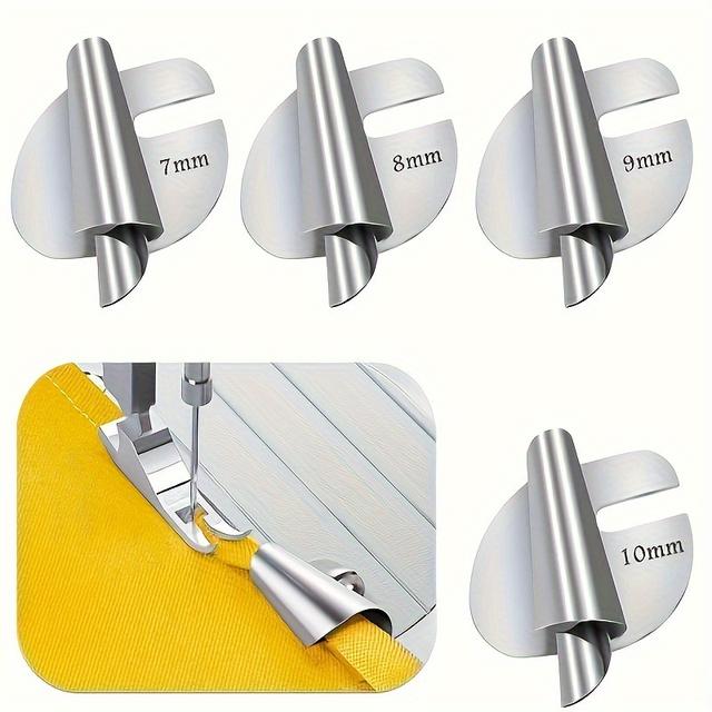 TEMU 2024 New Upgraded Universal Sewing Hem Presser Foot, 7-10mm 4 Sizes Wide Hem Presser Foot Presser Foot, Home Industrial Sewing Machine Curved Hem Presser Foot