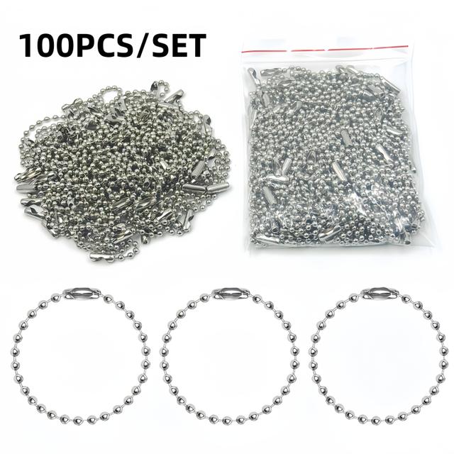 TEMU 100 Metal Bead Chain, Approximately 10cm/3.94in In Length, With Attachments