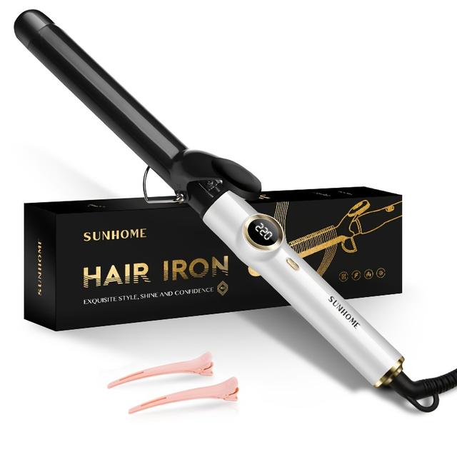 TEMU Professional Hair Curler 25mm Black With Lcd Display, Adjustable Temperature, And Durable, Hairstyle, 110-240v, British Plug, No Battery Needed, Styling Tool, , Highquality Construction