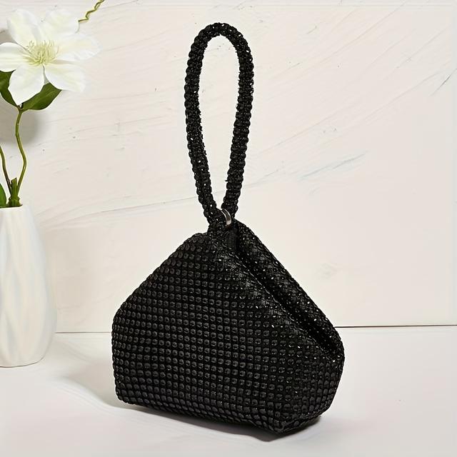 TEMU 반짝이는 라인스톤 이브닝 클러치, 파티용 우아한 반짝임 지갑, 삼각형 핸드백, 파티, 결혼식 및 뮤직 페스티벌을 위한 완벽한 선물