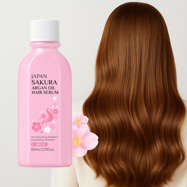 TEMU LAIKOU Japón Sakura Argan Oil Hair Serum 60ml/2.03fl.oz - Sérum Capilar No , Hidratante con para Cabello y Normal, y , Fórmula , Sérum Capilar para Cabello , Enriquecido con Glicerina