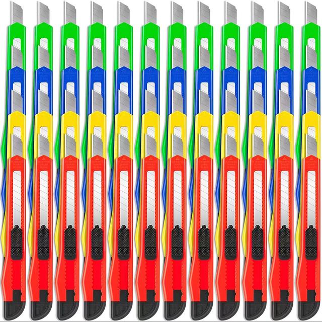 TEMU 48pcs Colorful - Retractable Box Cutters With 9mm Wide Blades, For Office, Paper Cutting & Disposable Box Opening, Assorted Bright Colors, Box Cutter Tool