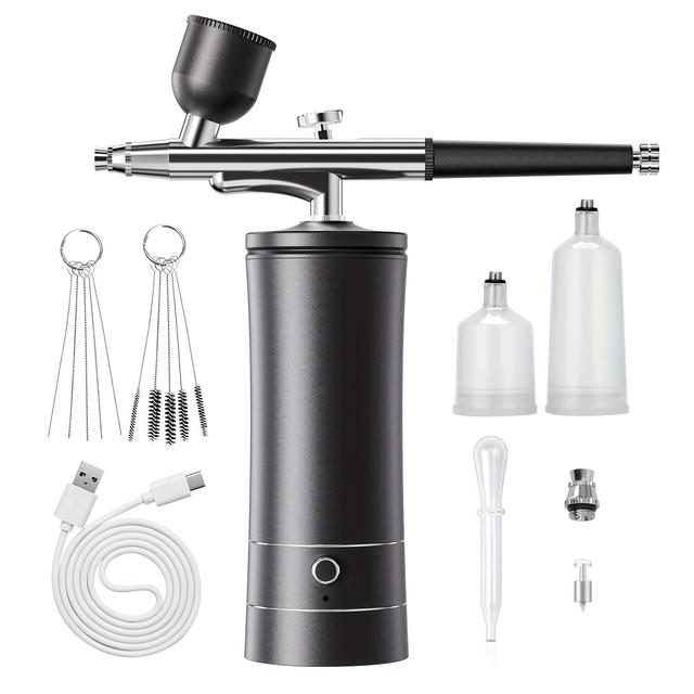 TEMU Набір для аерографії: Бездротовий компресор з автономним живленням, портативний ручний аерограф – для перукарів, нейл-арту, декору тортів та моделювання