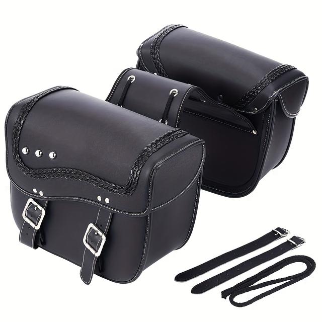 TEMU A Pair Of Motorcycle Saddlebag Tool Bags For Storage, Made Of Faux Leather, Suitable For Universal Motorcycle Model B54775