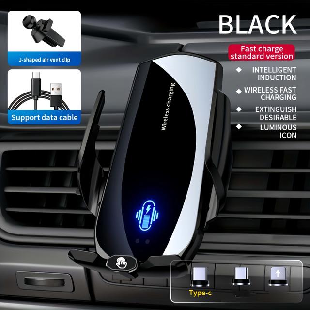 TEMU Wireless Car Charger Mount 15w Fast Charging Auto Clamping Automotive Electric Induction Car Phone Holder Mount Car Wireless Charger Air Vent Car Phone Mount Compatible With All Smartphone