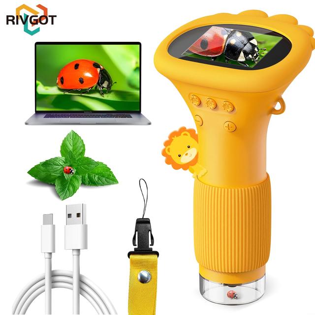 TEMU Rivgot Kids Microscope, Mini Pocket Handheld Macro Magnifier For Children, Educational Science Kit Toy, For Photography, Exploration, Travel Toy, As Christmas Birthday Gift For Boys Girls