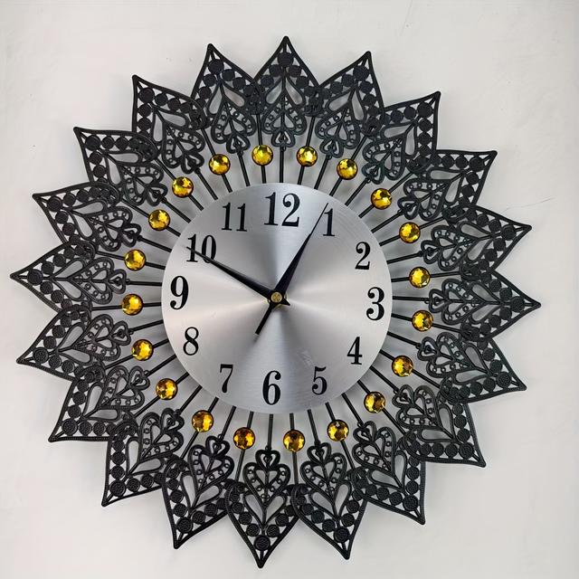 TEMU 1pc Horloge Murale Numérique Moderne avec Rond & Design - Affichage des Chiffres, Cadre en Fibre de - Adaptée pour Salon, Chambre, Salle à Manger - Horloge