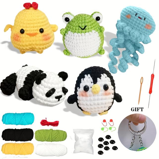 TEMU 5/8pcs Crochet Kit For Beginners, Crochet Animal Kit, Crochet Starter Kit With Crochet Hooks, Yarn, Instructions Video, Crochet Set For Beginners