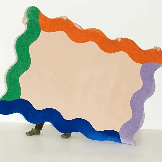 TEMU 고화질 프린트 패턴이 있는 물결 모양 매트 및 카펫, 자가 접착식, 욕실에 적합, 세척 용이, 가벼움, 거실, 침실, 주방, 세탁실에 이상적이며 생일 선물로도 좋습니다.