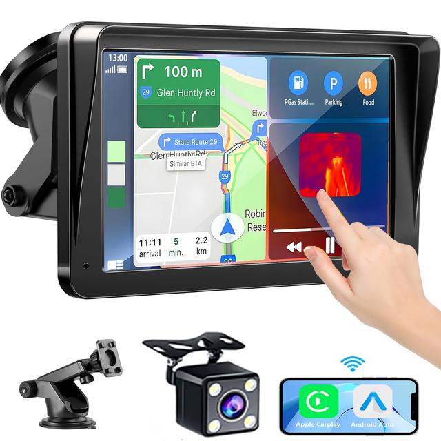 TEMU Wireless Car Stereo With Carplay And Auto, Featuring A 7-inch Touchscreen, Wireless , , Navigation Maps, Voice Control, Tf Card, Usb, And Aux, Suitable For Cars, Trucks, And Suvs.