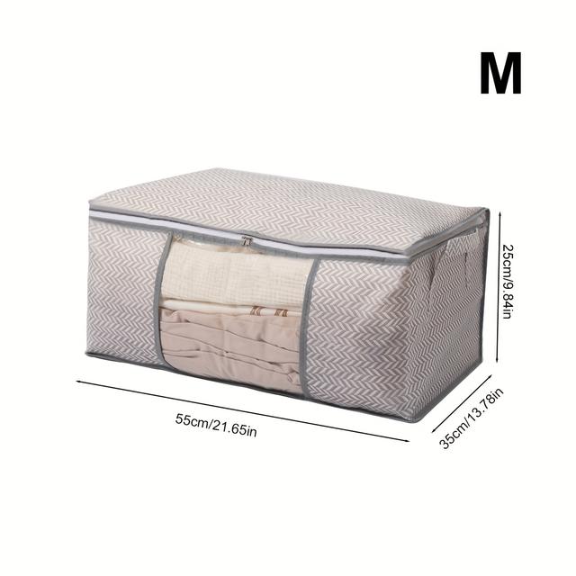 TEMU 1/4 Pack Extra Large Fabric Storage Bags | Clear Window, Reinforced Handle, Sturdy Zipper, Closet Organizer For Blanket, Comforter, Pillow, Bedding -