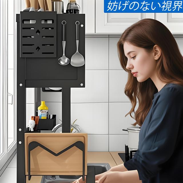 TEMU 【商品名】日本風二層式厚型炭素鋼水切りラック｜食器、ナイフ、まな板の多用途収納ソリューション｜防錆・滑り止め、高耐荷重｜キッチンやキャンプに最適｜人気の省スペース設計