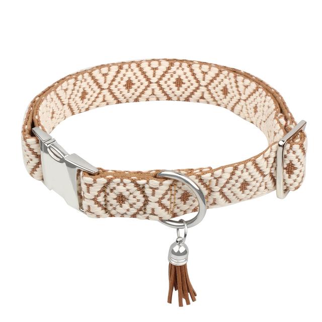 TEMU 1pc Bohemian Style Dog Collar For Small, Medium, And Large Dogs, Safe, Soft, And Adjustable, D-ring With Tassels, Non-choking, Escape-proof, Comfortable, Valentine's Day Gift For Your Dog