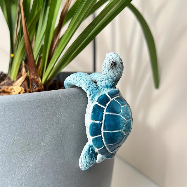 TEMU 1pc Cute Resin Small Turtle Statue, Turtle Hanging On The , Indoor Decoration Statue, Decoration, Perfectly Suitable For Garden, And Home Decoration, Christmas Gift For Her