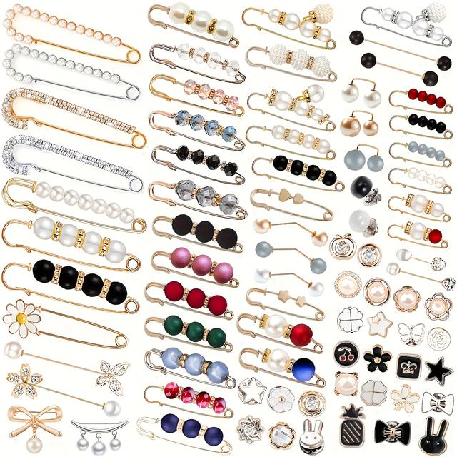 TEMU 35/80pcs Brooch Sweater Shawl Hat Clip Collar Pin Brooch Women Cover Button Clothing Dress Decoration Accessories Pants Waist Tightener Safety Pin