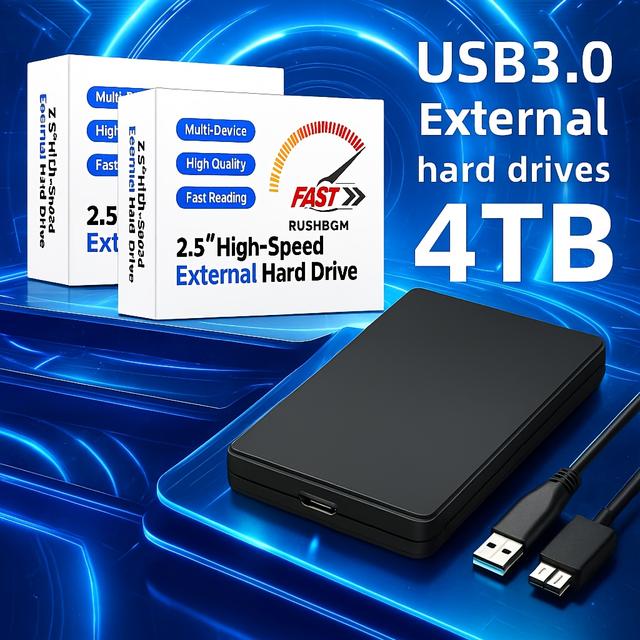 TEMU New External Hdd, 4tb Large-capacity External Hard Drive, Usb3.0 Transfer, Laptop Storage Expansion And Backup, Plug And Play,