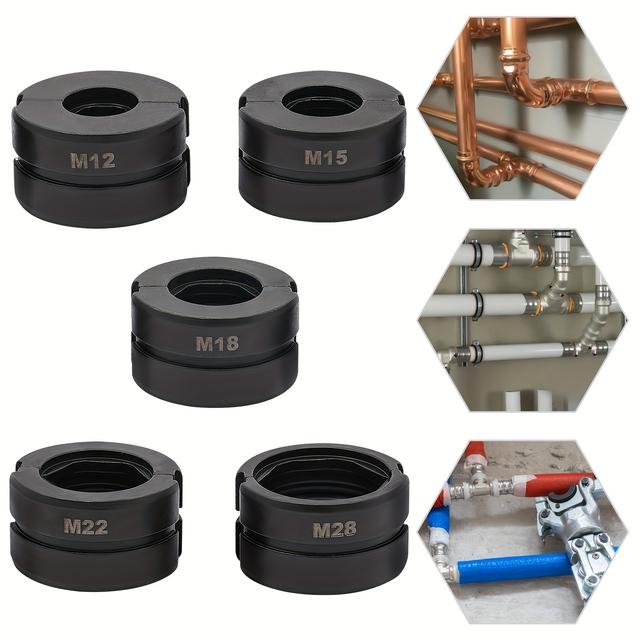 TEMU Press Jaw Made Of Cr40 Material, M12-m28m Contour For 12mm, 15mm, 18mm, 22mm, 28mm, Press Jaw Insert Suitable For Crimping Copper Pipes, Black